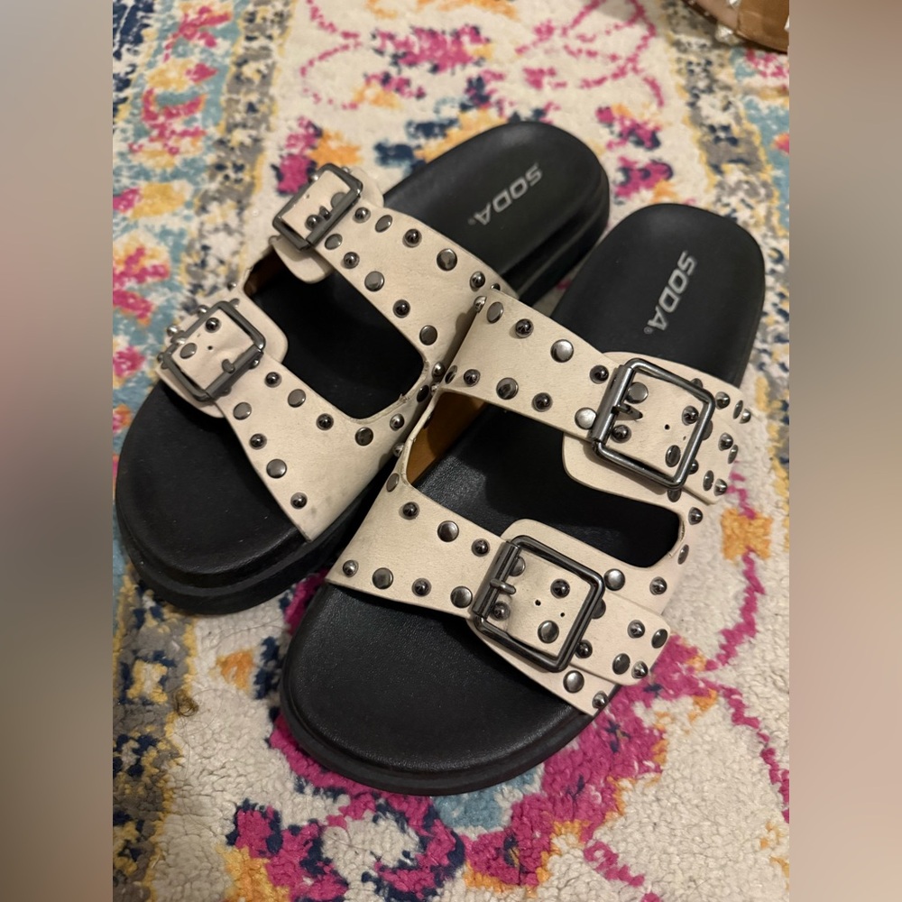 Soda Cream Studded Buckle Sandals